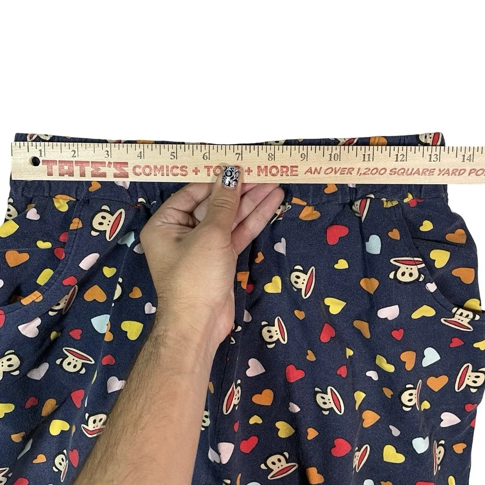 Paul Frank Pajama Pants Womens L Vtg Y2k Monkey‎ Blue AOP Hearts Lounge Pockets
